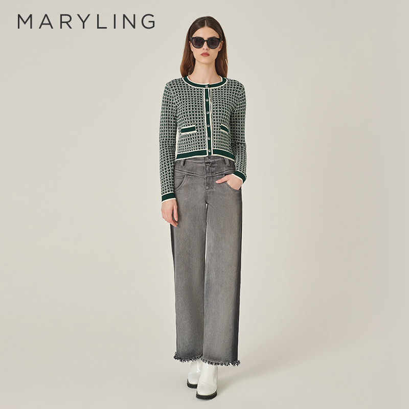 MARYLING九分牛仔阔腿裤图片