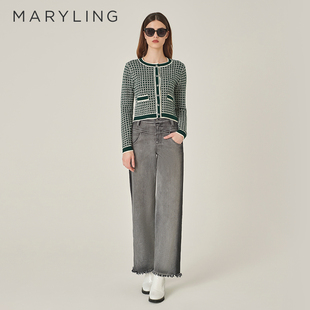 A1EGW56060 灰黑色水洗牛仔九分阔腿裤 MARYLING玛俪琳秋季 新品