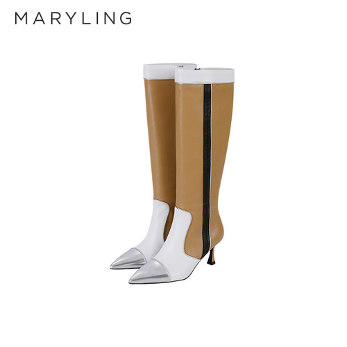 MARYLING秋冬拼色尖头细跟