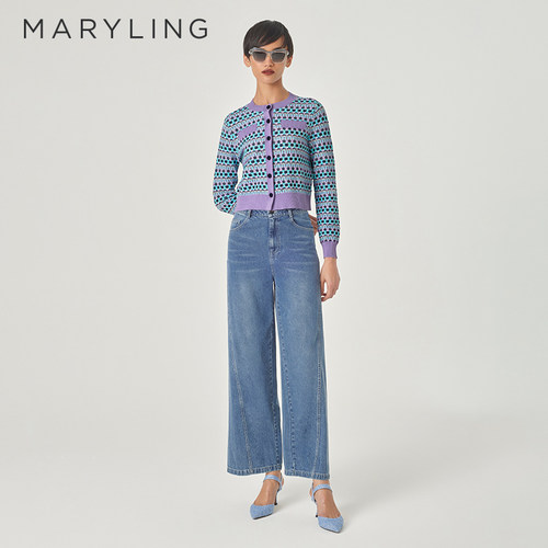 MARYLING圆领短款针织开衫