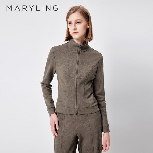 MARYLING浅花灰立体分割短款上衣