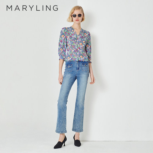 MARYLINGV领真丝印花上衣