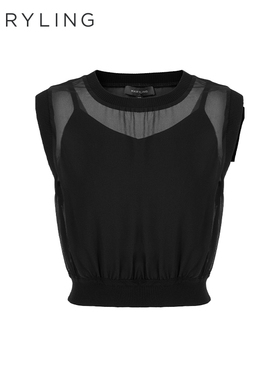 MARYLING玛俪琳夏季新品黑色真丝乔其针梭配上衣A1EDW28260