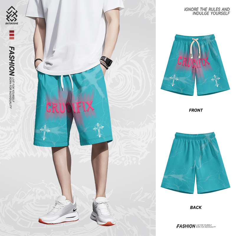 美式潮流宽松直筒定制休闲短裤男