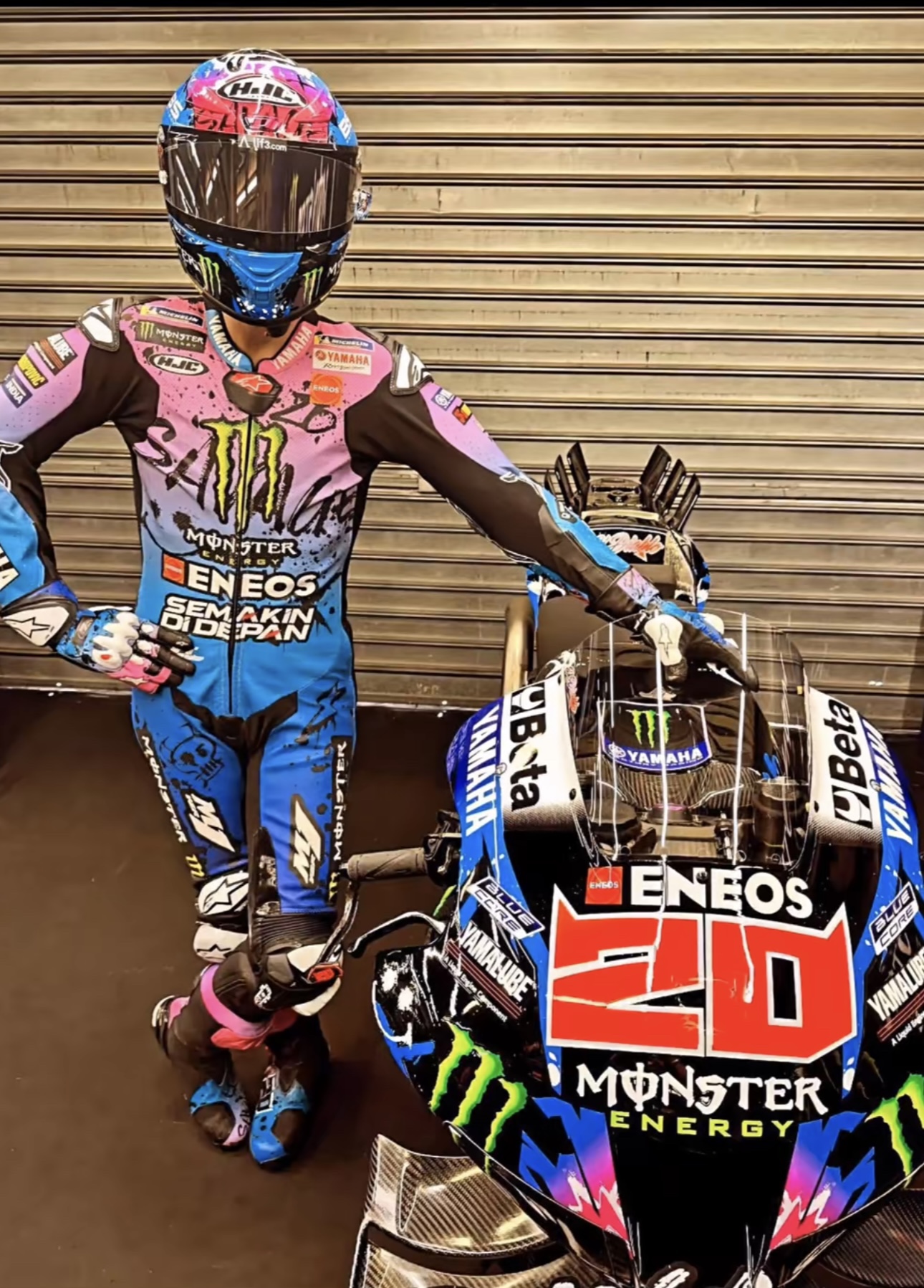 量身定制夸塔拉罗赛车服连体皮衣摩托车骑行服下赛道跑山压弯防摔