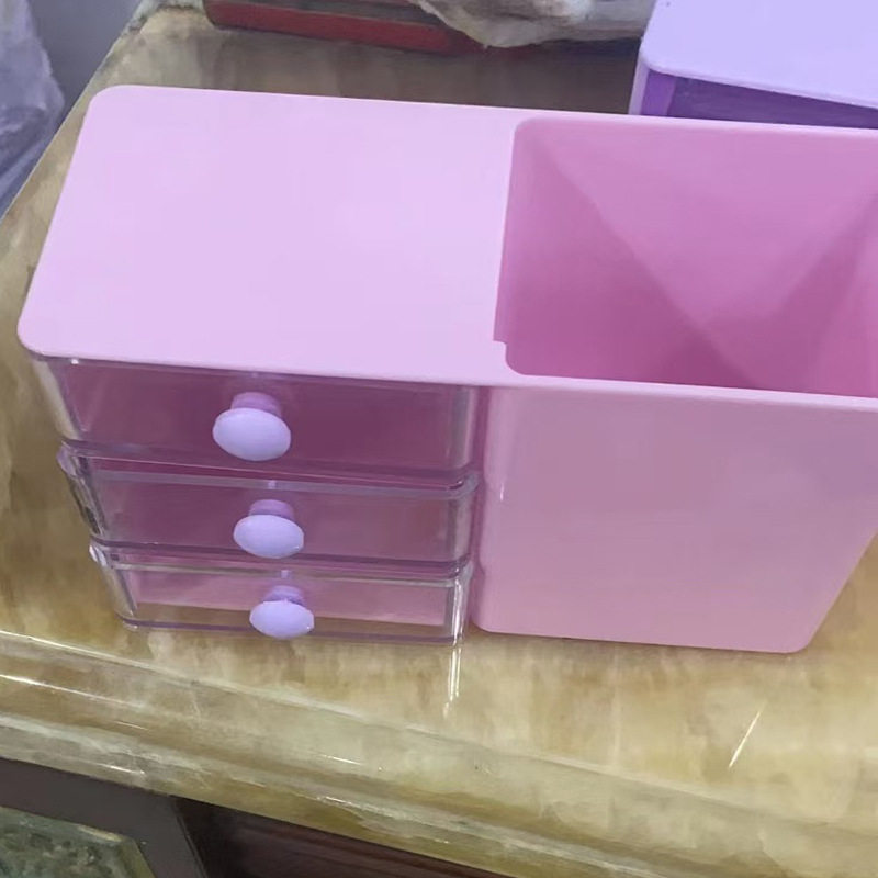 可爱三层抽屉盒饰品收纳盒小学生宿舍桌面笔筒礼品盒儿童奖品