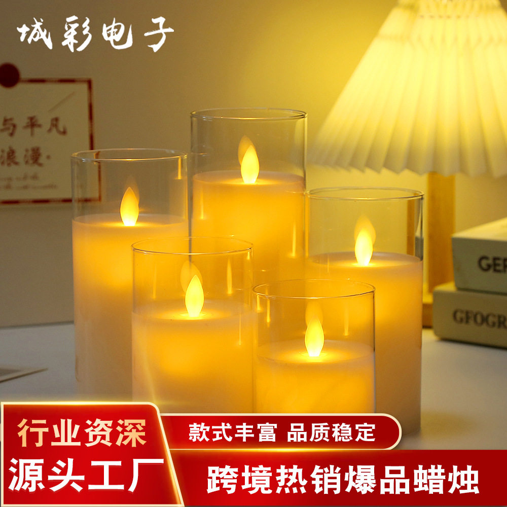 热销电子蜡烛套装仿真摇曳火苗LED气氛灯饰圣诞节日派对道具