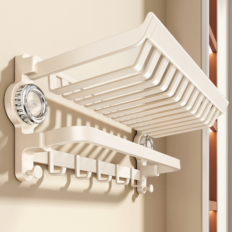 吸盘毛巾架卫生间免打孔浴巾置物架子一体浴室厕所挂杆太空铝套件