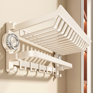 吸盘毛巾架卫生间免打孔浴巾置物架子一体浴室厕所挂杆太空铝套件