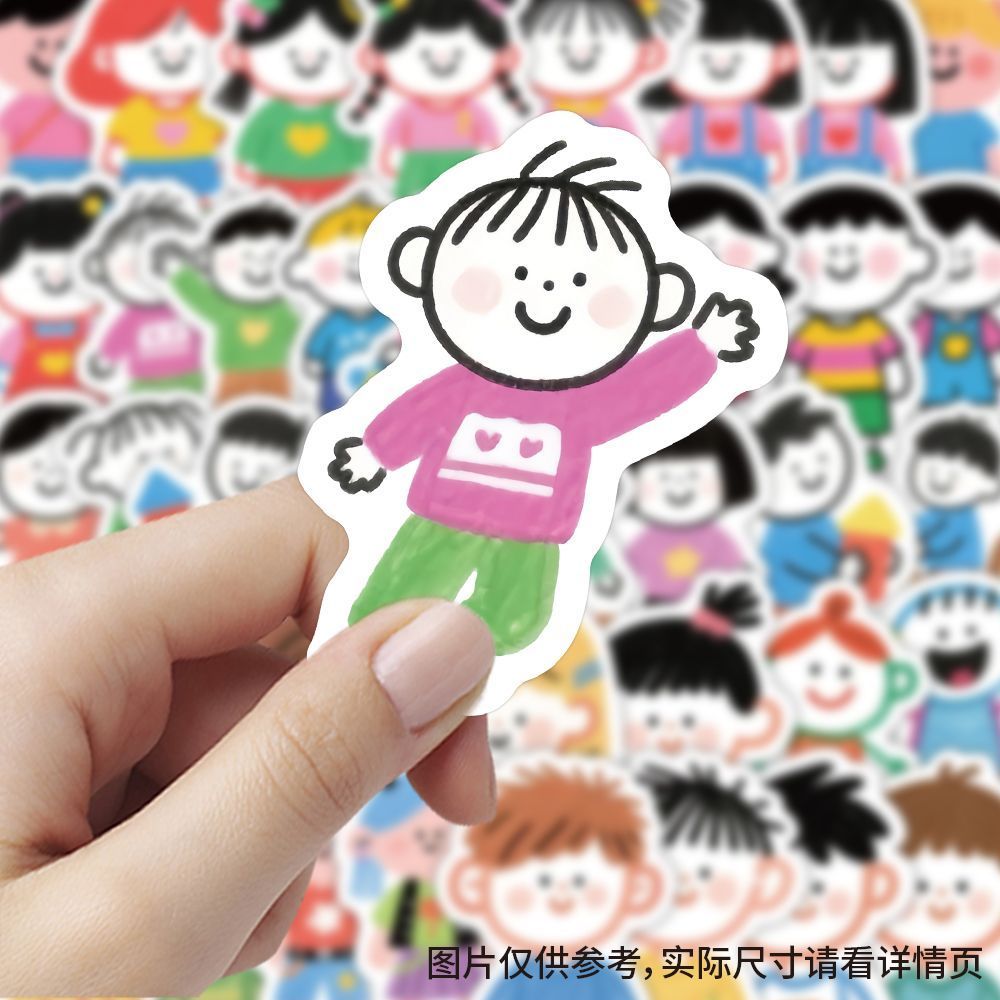 300张儿童简笔画小人贴纸卡通创意涂鸦插画贴画diy电脑手账本装饰