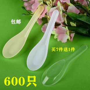 一次性饭勺食品级胶勺加厚外卖汤匙糖水冰粉勺打包快餐勺独立装勺