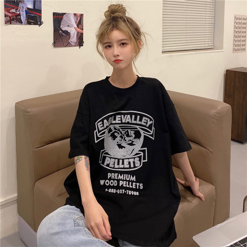 實拍學生百搭短袖恤女春季時尚寬鬆韓版潮原宿風超火上衣