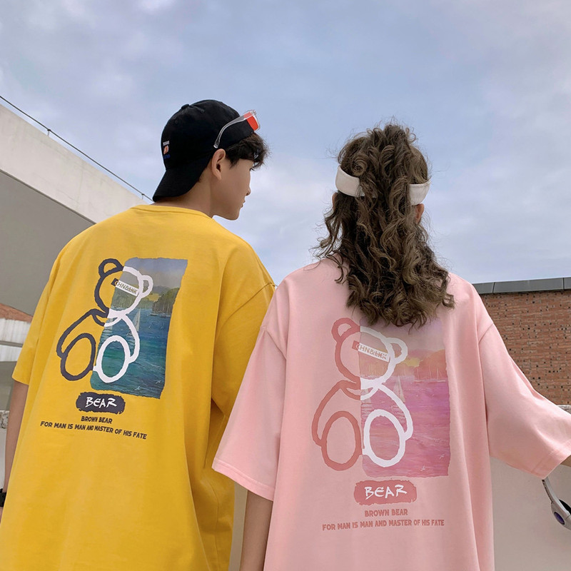 Real shot of Harajuku minority short sleeve t-shirt female 2021 Korean fashion large size half sleeve student's versatile couple fashion