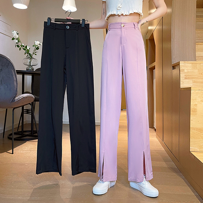Real photos of harasufeng casual pants women's summer thin new split wide leg pants high waist sports pants