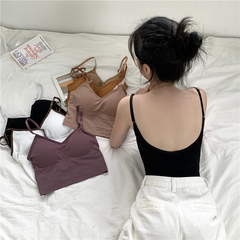 實拍夏韓版時尚美背內搭無袖吊帶女外穿露臍辣妹運動短款內衣
