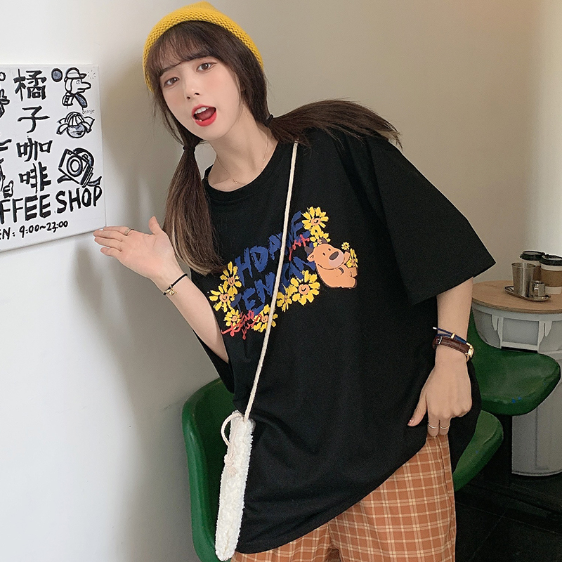 College style women's spring Korean fashion loose short sleeve T-shirt