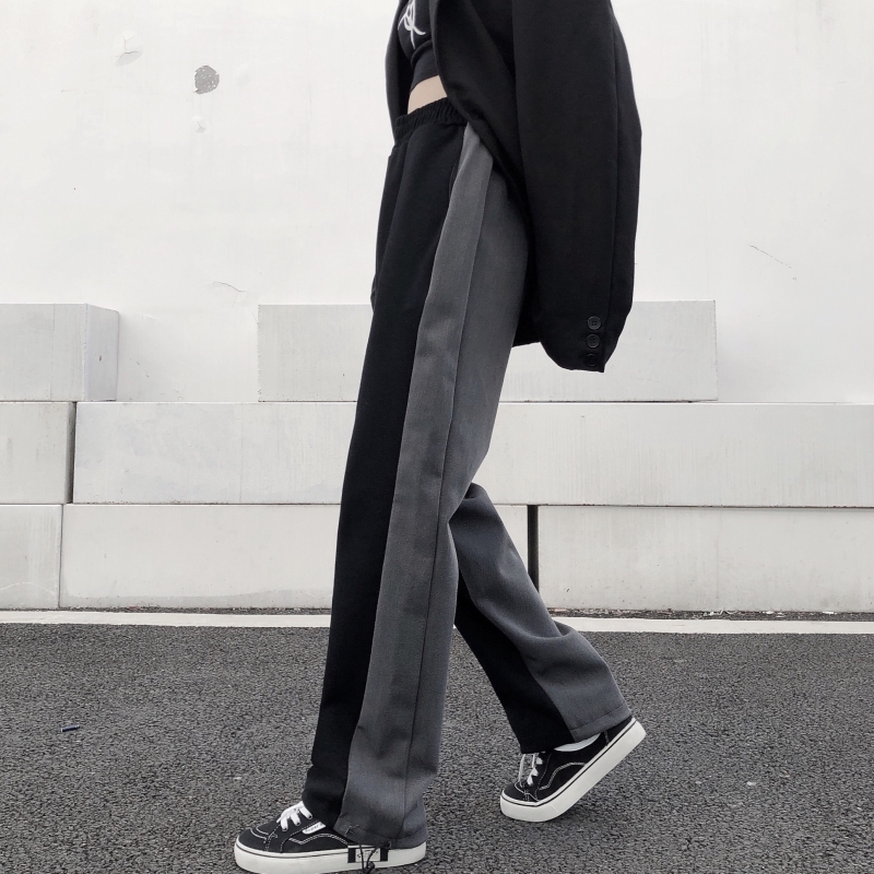 Real photos of yuan Sufeng casual pants spring and autumn Korean fashion sports pants bunching stitching harem casual pants women