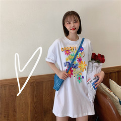 實拍學院風春季時尚女裝短袖恤女寬鬆韓版超火百搭圓領上衣