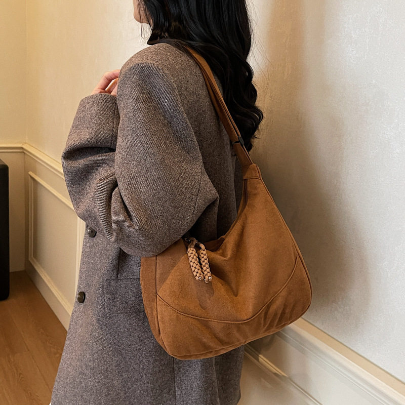 绒面麂皮轻便优雅时尚单肩手提包