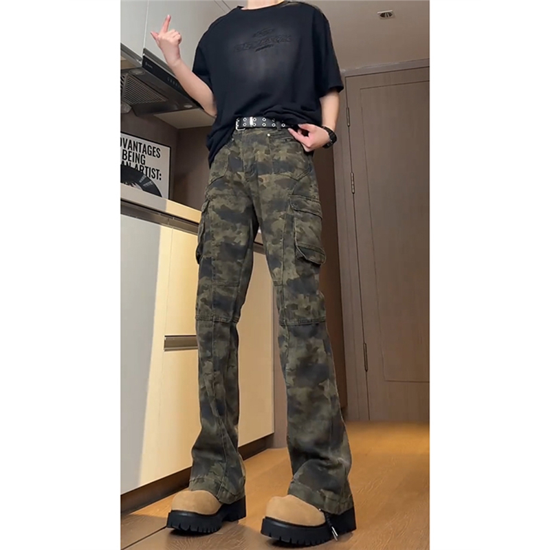美式高街迷彩牛仔裤男款春图片
