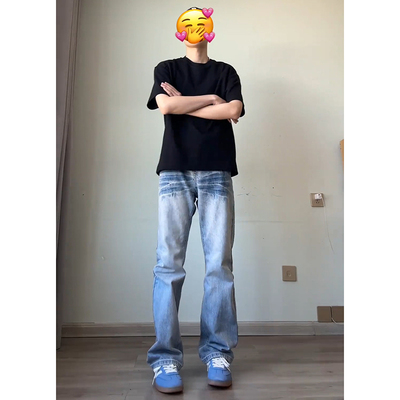 浅蓝色水洗牛仔裤男款夏季