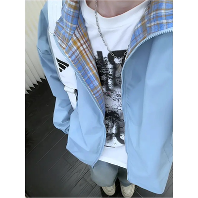 fitchek格子拼接夹克男早