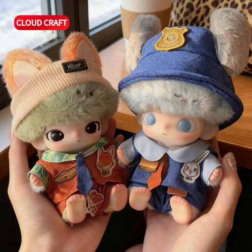 适用DIMOO娃衣新生日记系列可爱兔子警官套装搪胶毛绒挂件着替服