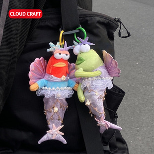 适用比奇堡居民们娃衣紫罗兰美人鱼套装打工鱼瘫瘫鱼毛绒玩偶衣服