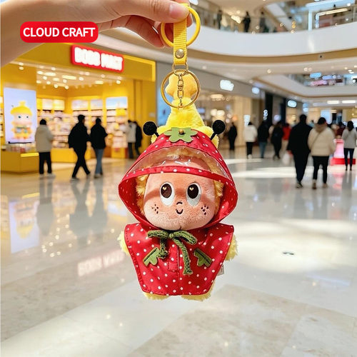 适用星星人月球表面系列小蜜蜂娃衣可爱红波点雨衣星星人玩偶着替