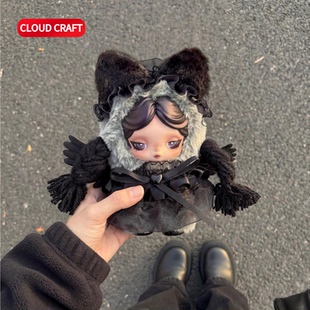 适用SP星期三娃衣哥特风洛丽塔裙猫女套装搪胶毛绒玩偶着替服