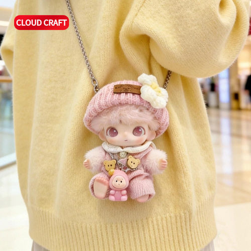 适用DIMOO新生日记娃衣可爱花花粉背带裤套装dimoo搪胶玩偶着替服