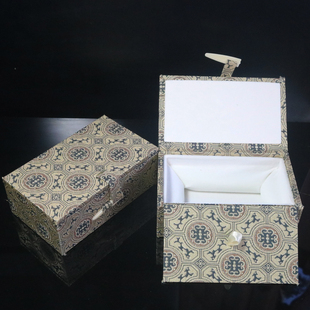 高档仿古骨针扣印章锦盒定制首饰盒收纳盒包装礼品石料银宋锦盒子