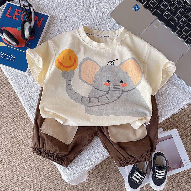 夏季儿童可爱卡通大象印花短袖T恤男女童纯棉舒适半袖衫洋气上衣,童装/婴儿装/亲子装,T恤,淘宝优惠券,粉丝福利购,淘宝优惠卷