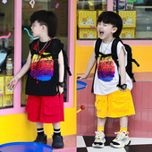 t恤衫 韩范童装 中小童纯棉宽松运动背心上衣 6岁男童夏季 无袖 新款