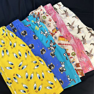 多图~夏季薄款男童女童洋气可爱满印宽松阔腿裤宝宝休闲防蚊裤子