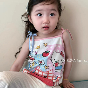 背心上衣童装 夏季 小吊带甜美可爱短款 新款 女童韩系时髦百搭无袖