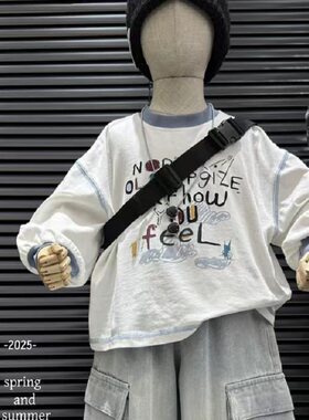 童装男童帅气长袖t恤纯棉打底衫