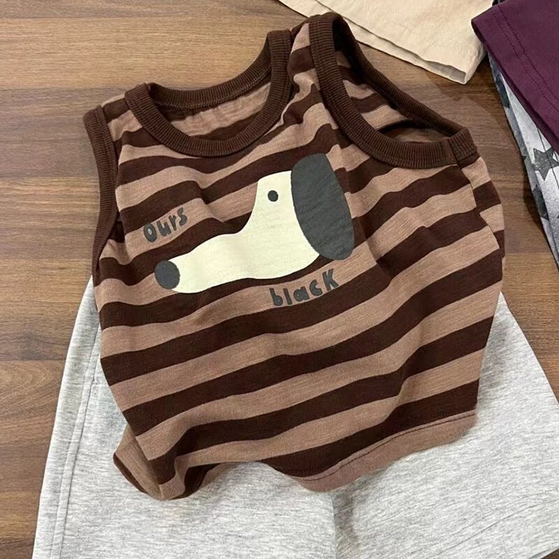 儿童卡通狗狗百搭纯棉无袖t恤新款男女童韩系洋气条纹背心上衣夏,童装/婴儿装/亲子装,背心吊带,淘宝优惠券,粉丝福利购,淘宝优惠卷