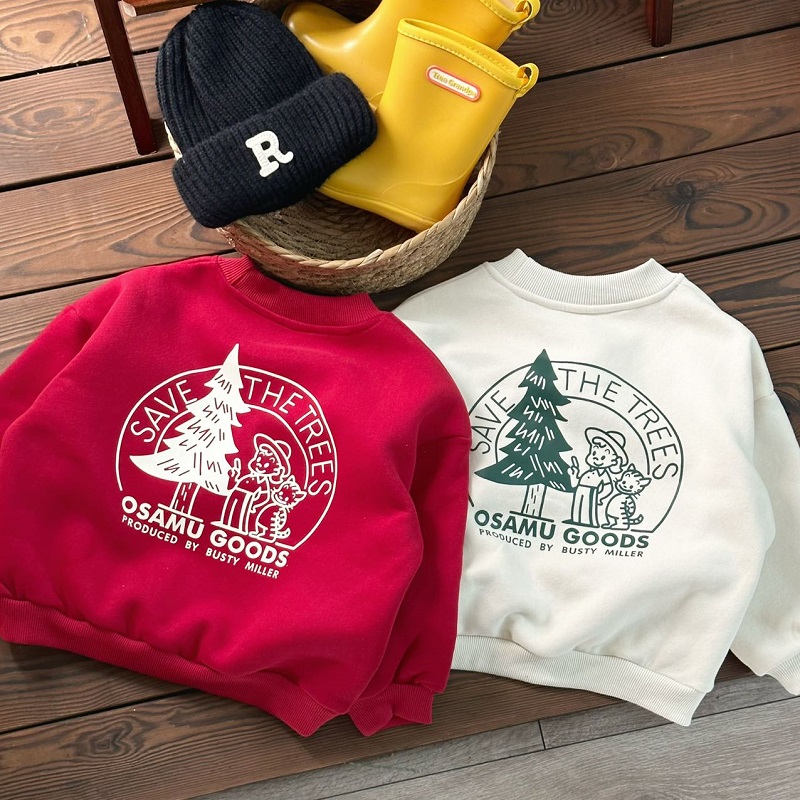 童装圣诞男女宝宝卫衣一体绒上衣