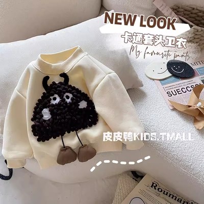 男女童加绒加厚圆领卫衣儿童上衣