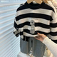 儿童秋冬装 上衣服 条纹百搭加厚加绒圆领卫衣男女童时髦休闲套头衫