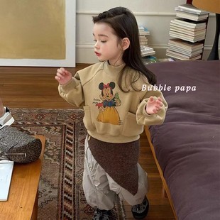 儿童韩系洋气卡通百搭圆领卫衣秋冬装男女童休闲宽松套头衫上衣潮