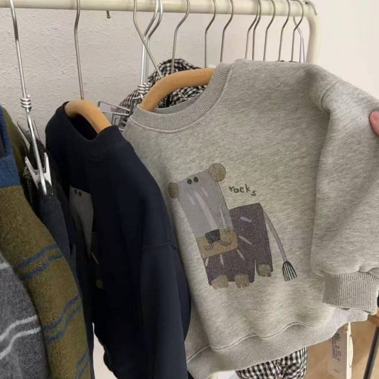 儿童圆领卫衣男童卡通加绒保暖衫