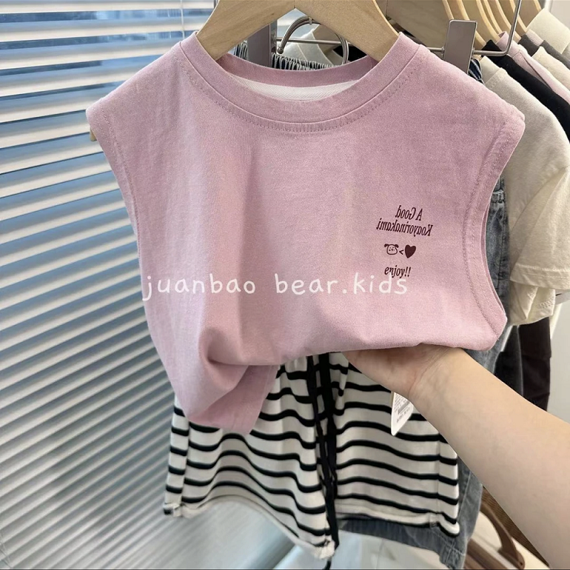 儿童可爱卡通印花圆领无袖T恤夏装男女童洋气韩版宽松背心上衣薄,童装/婴儿装/亲子装,背心吊带,淘宝优惠券,粉丝福利购,淘宝优惠卷