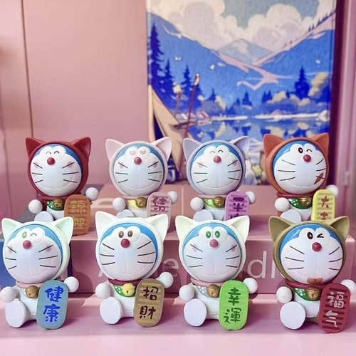哆啦a梦福气满满手办可爱招财祈福公仔卡通车载桌面摆件礼物