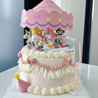 网红旋转木马蛋糕装饰骑马生日摆件美少女儿童插件摆件烘焙装扮