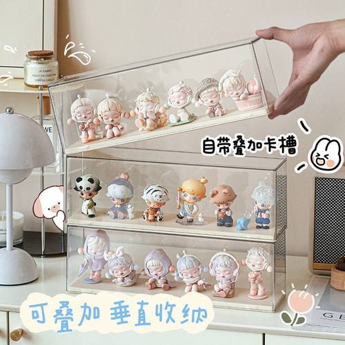 卡通可爱盲盒ins手办多层收纳展示架亚克力透明防尘桌面展示柜