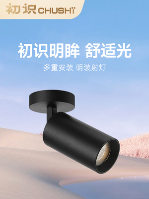 初识照明 可调角度明装射灯led天花灯深杯防眩家用客厅服装店射灯