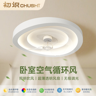 风扇灯吸顶灯现代简约儿童房卧室吊扇灯超薄一体电扇灯 初识照明