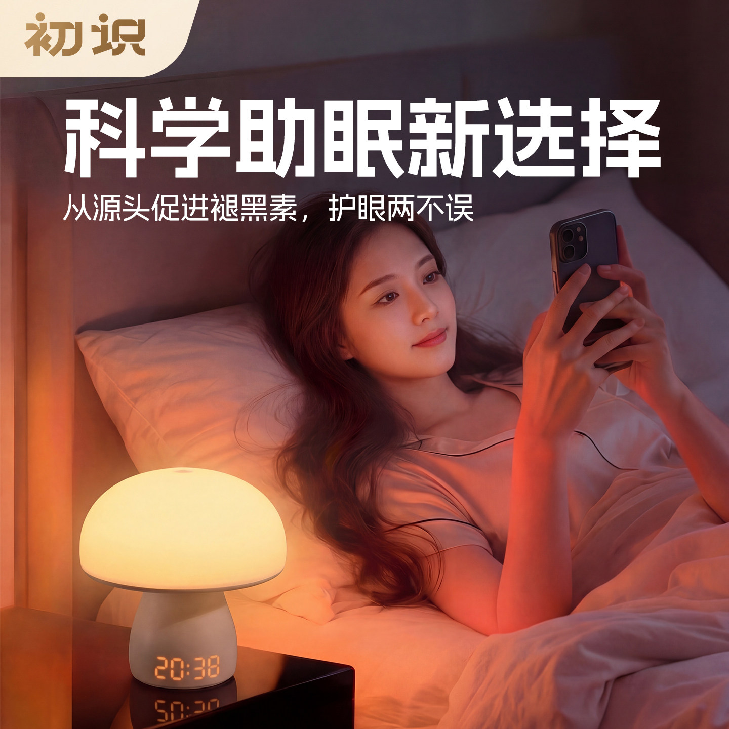 初识照明微弱光小夜灯床头卧室夜间玩手机不刺眼台灯高级感睡眠灯